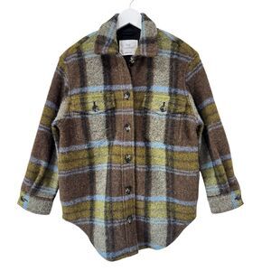Wilfred Free The Ganna Oversized Shirt Jacket Shacket Wool Plaid Button XS EUC